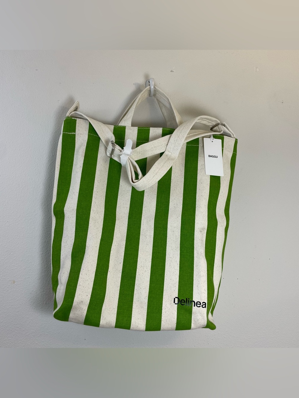 NEW Baggu Duck Bag - Green Awning Stripe ~ Vibrant Preppy Coastal Clean Girl